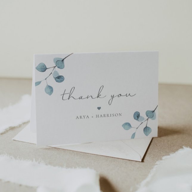 ARYA Rustic Eucalyptus Greenery Sage Green Thank You Card (Creator Uploaded)