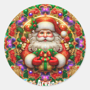 ARYAN ~ SHINY SANTA Christmas ~ Classic Round Sticker