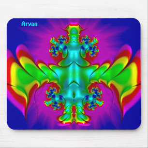 ARYAN ~ Zany Hot Red, Green, Blue and Yellow ~ Mouse Pad