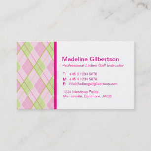 Arygle pattened ladies golf business cards