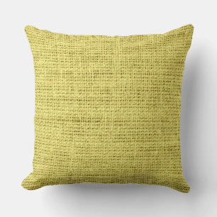 Arylide yellow burlap linen background throw pillow