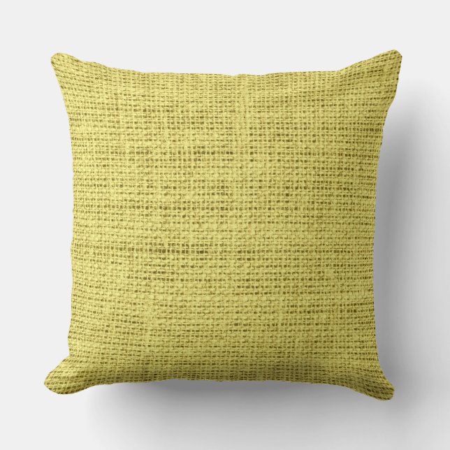 Arylide yellow burlap linen background throw pillow (Front)