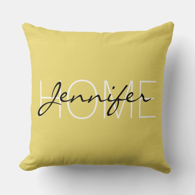 Arylide yellow colour home monogram throw pillow (Front)
