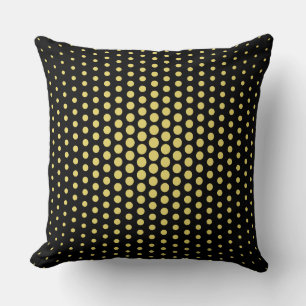Arylide yellow Techno Dots Modern Black Throw Pillow