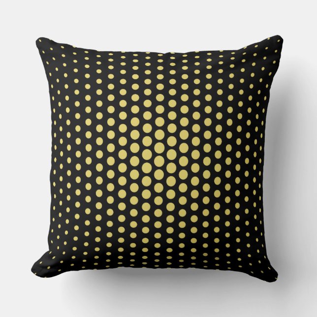 Arylide yellow Techno Dots Modern Black Throw Pillow (Front)