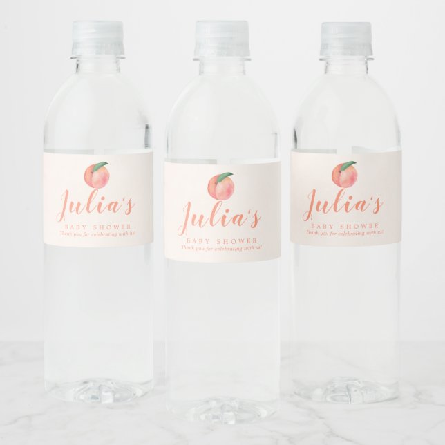 As a Sweet Peach Baby Shower Favour Water Bottle   Water Bottle Label (Bottles)