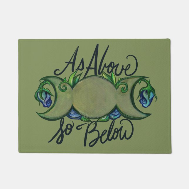 As Above so below pagan triple Moon Art            Doormat (Front)