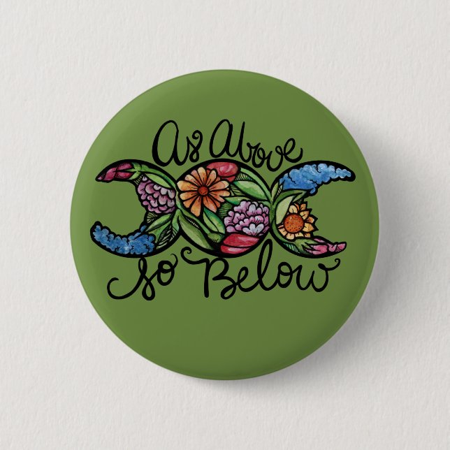 As Above So Below Triple Moon                      2 Inch Round Button (Front)