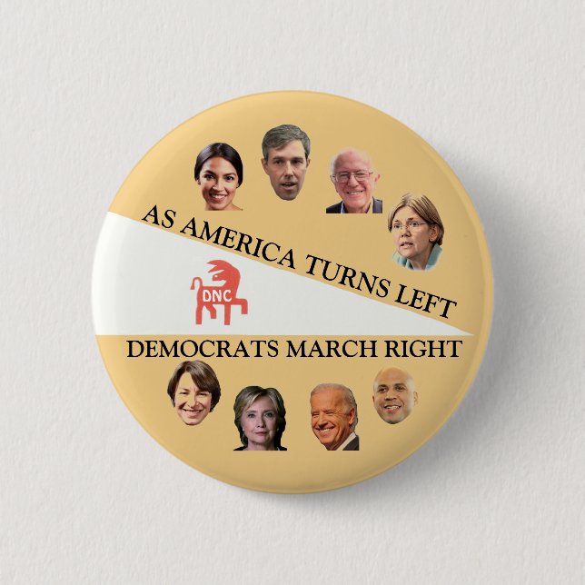 As America turns Left 2 Inch Round Button (Front)