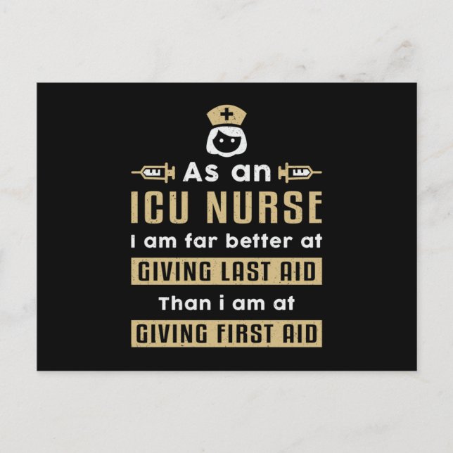 As An ICU Nurse Medicine Emergency Ambulance Funny Postcard (Front)