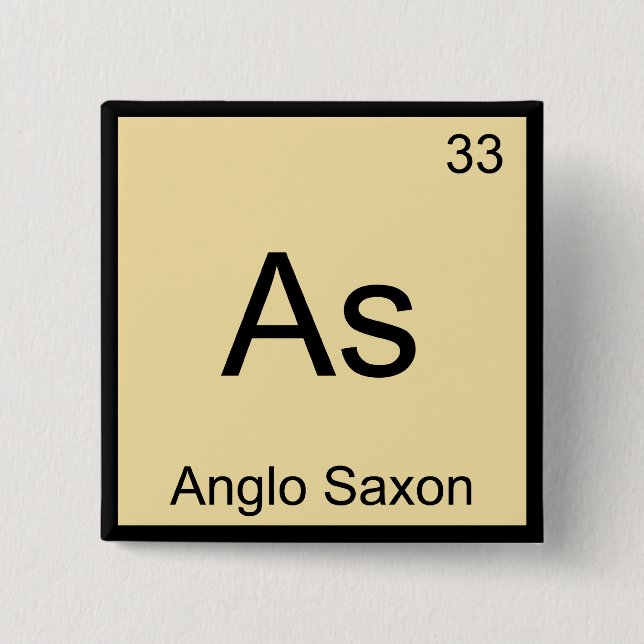 As - Anglo Saxon Funny Chemistry Element Symbol T 2 Inch Square Button (Front)