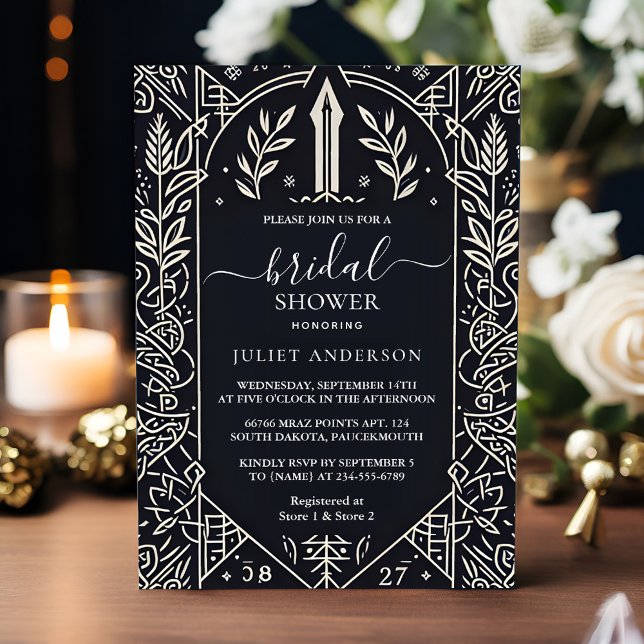 As Celtic Nordic Fun Medieval Scroll Bridal Shower Invitation (Creator Uploaded)