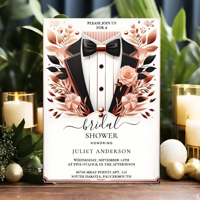 As Costume Men Tuxedo Bold Black Tie Bridal Shower Invitation (Creator Uploaded)