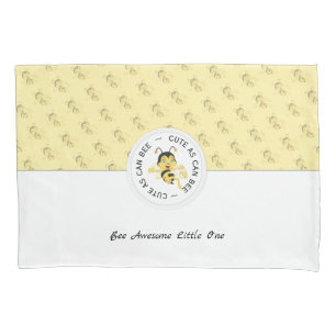 As Cute As Can Bee Cartoon   Personalized Monogram Pillowcase