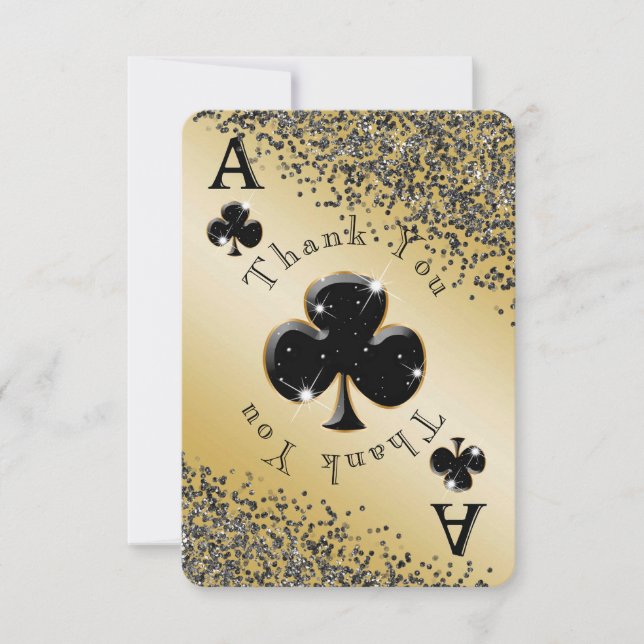 As de trèfle brillant et carte de remerciement à p (Devant)
