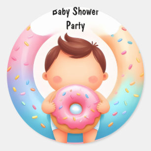 As Dreams Pink Blue Doughnuts And Diapers Baby Sho Classic Round Sticker