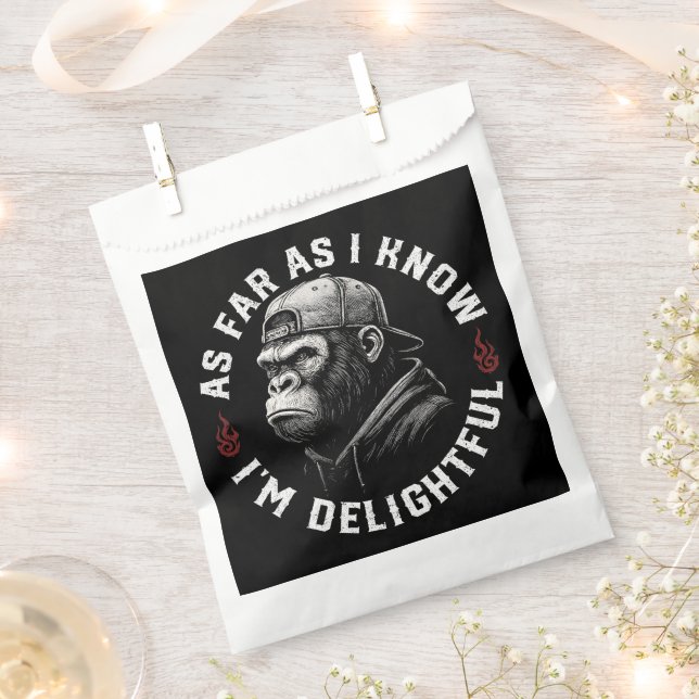 As Far As I Know I'm Delightful Funny Monkey Favour Bag (Clipped)
