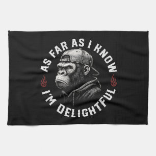 As Far As I Know I'm Delightful Funny Monkey Kitchen Towel