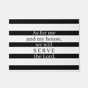 As For Me and My House Bible Verse Striped Design Doormat