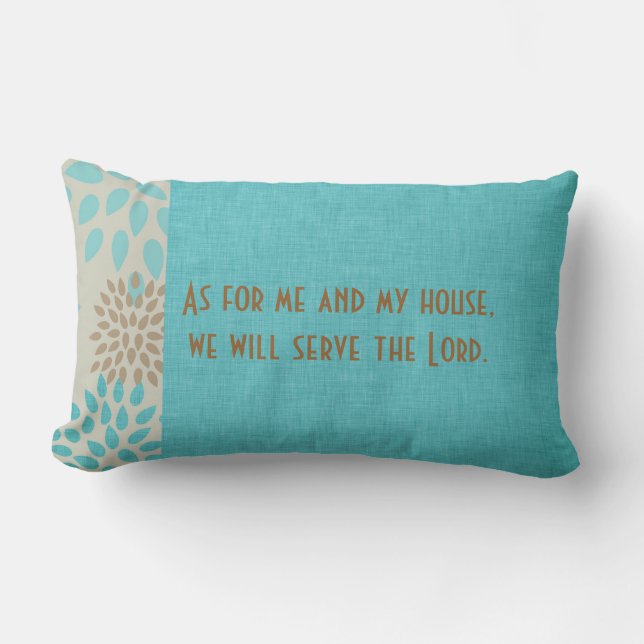 As for Me and My House Serve the Lord Scripture Lumbar Pillow (Front)