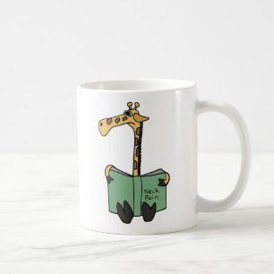 AS- Funny Giraffe Reading Neck Pain Book Cartoon Coffee Mug