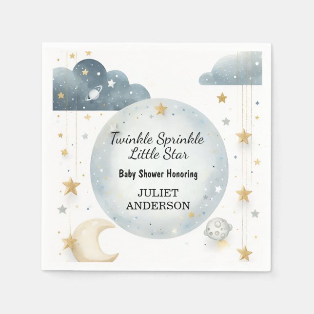As Glitter Twinkle Twinkle Little Star Baby Shower Napkin (Front)