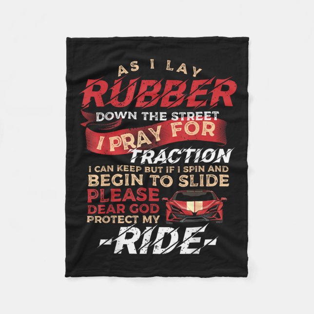 As I Lay Rubber Down The Street Drag Racing For Dr Fleece Blanket (Front)