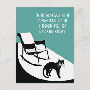 as nervous as a long-tailed cat postcard