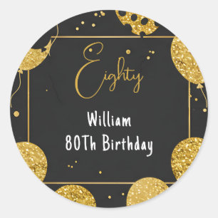 As Retro Fun Adult Humour Happy Chic 80th Birthday Classic Round Sticker