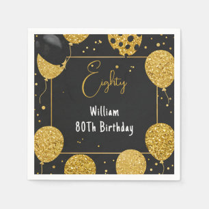 As Retro Fun Adult Humour Happy Chic 80th Birthday Napkin