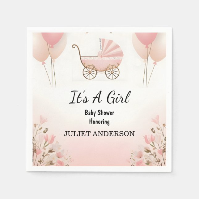 As Rose Boho Gold Mom Chic Spring Baby Girl Shower Napkin (Front)