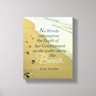 AS SHE WALKS ALONG THE BEACH CANVAS PRINT