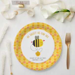 As Sweet As Can Bee Themed Cute Kawaii Birthday Paper Plate