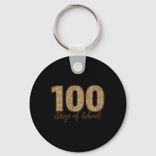 As Tees Cheetah Leopard 100 Days Of School  Keychain