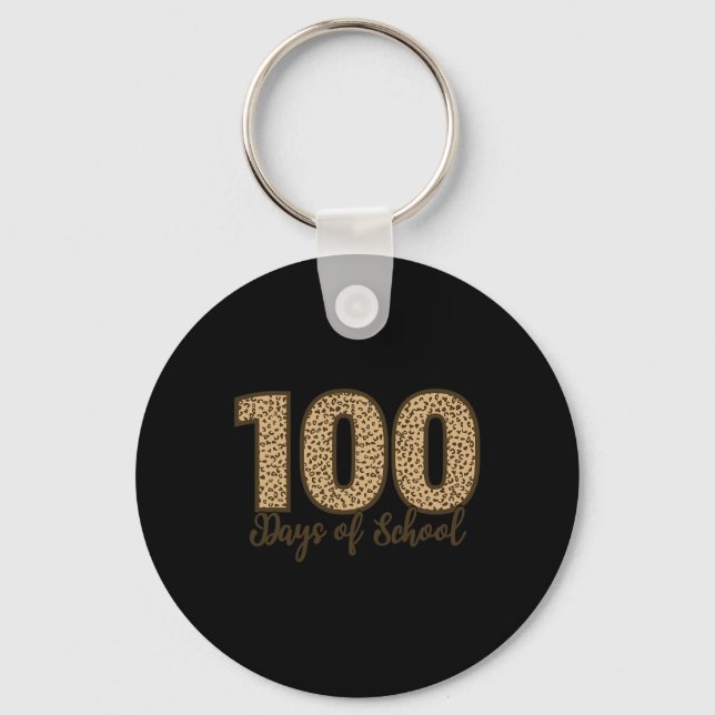 As Tees Cheetah Leopard 100 Days Of School  Keychain (Front)