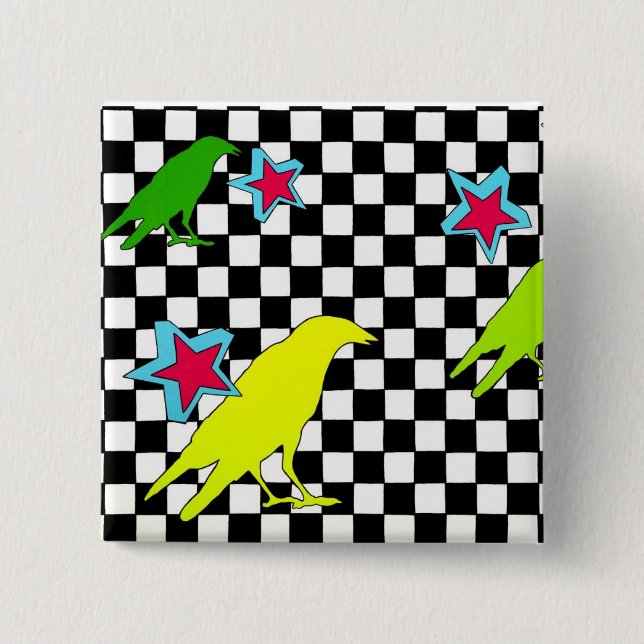 "As the crow flies" 2 Inch Square Button (Front)
