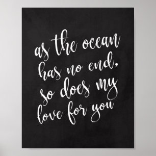 As The Ocean Has No End Beach Wedding 8x10 Sign