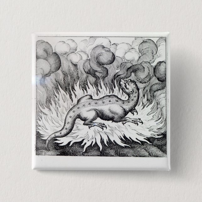 As the Salamander lives in fire 2 Inch Square Button (Front)