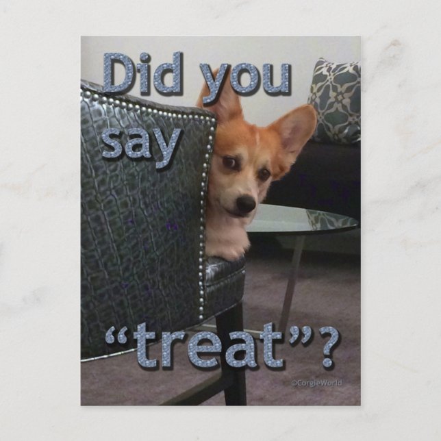 "As-tu dit 'friandise' ?" Carte Corgi (Devant)
