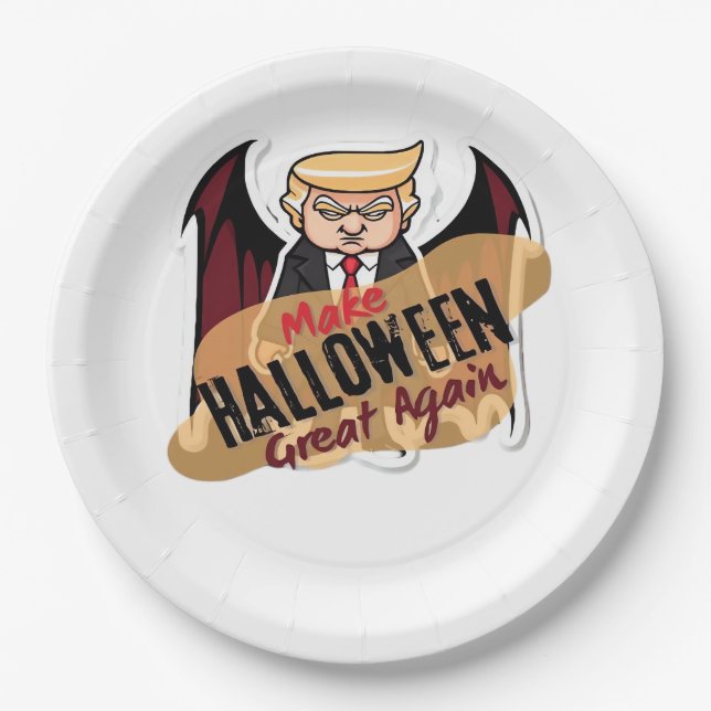 As Vampire - Make Halloween Great Again. Classic Paper Plate (Front)