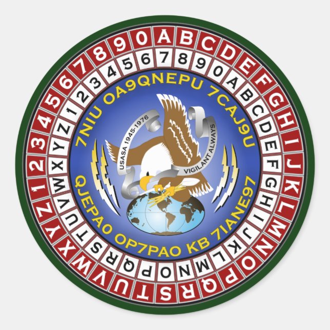 ASA Cipher Wheel 1 Classic Round Sticker (Front)