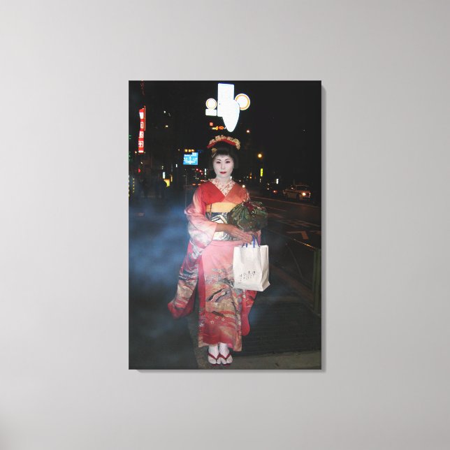 Asakusa Geisha Neo Tokyo Canvas Print (Front)