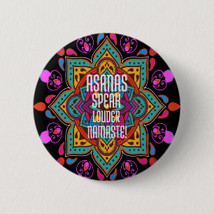 Asanas Flow Stronger With Vibrant Mandala Namaste  2 Inch Round Button