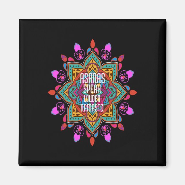 Asanas Flow Stronger With Vibrant Mandala Namaste  Magnet (Front)