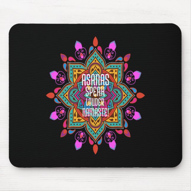 Asanas Flow Stronger With Vibrant Mandala Namaste  Mouse Pad (Front)