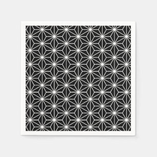 Asanoha Black and White Pattern Napkin