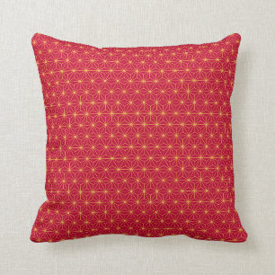 Asanoha Geometric Leaves Traditional Japanese Throw Pillow