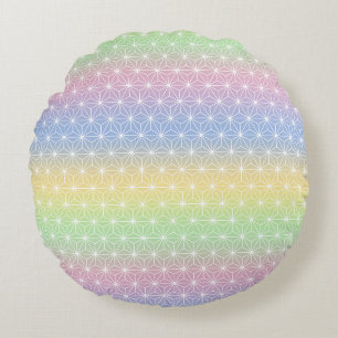 Asanoha Geometric Pattern Serene Colour Gradients Round Pillow