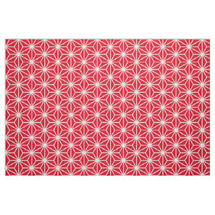 Asanoha Style - White on Red e6001c Fabric