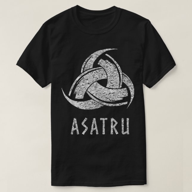 Asatru Odin's Horns Norse Mythology Distressed Vik T-Shirt (Design Front)